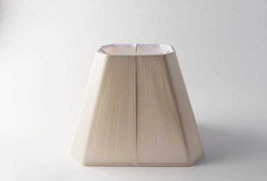Square Cut Corner Off-White Silk String Lampshade – Elegant Translucent Design