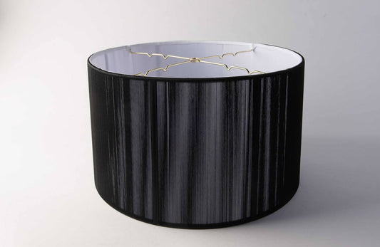 Short Drum Lampshade – Black Silk String