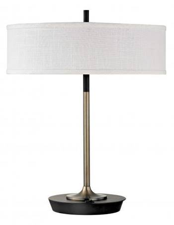 Twin Socket Table Lamp – HLW10052, Light Brushed Bronze & Matte Black with Brussels Cream Shade