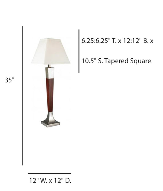 Warm Cherry Brushed Nickel Floor Lamp with Cream Linen Shade – HLHW10027
