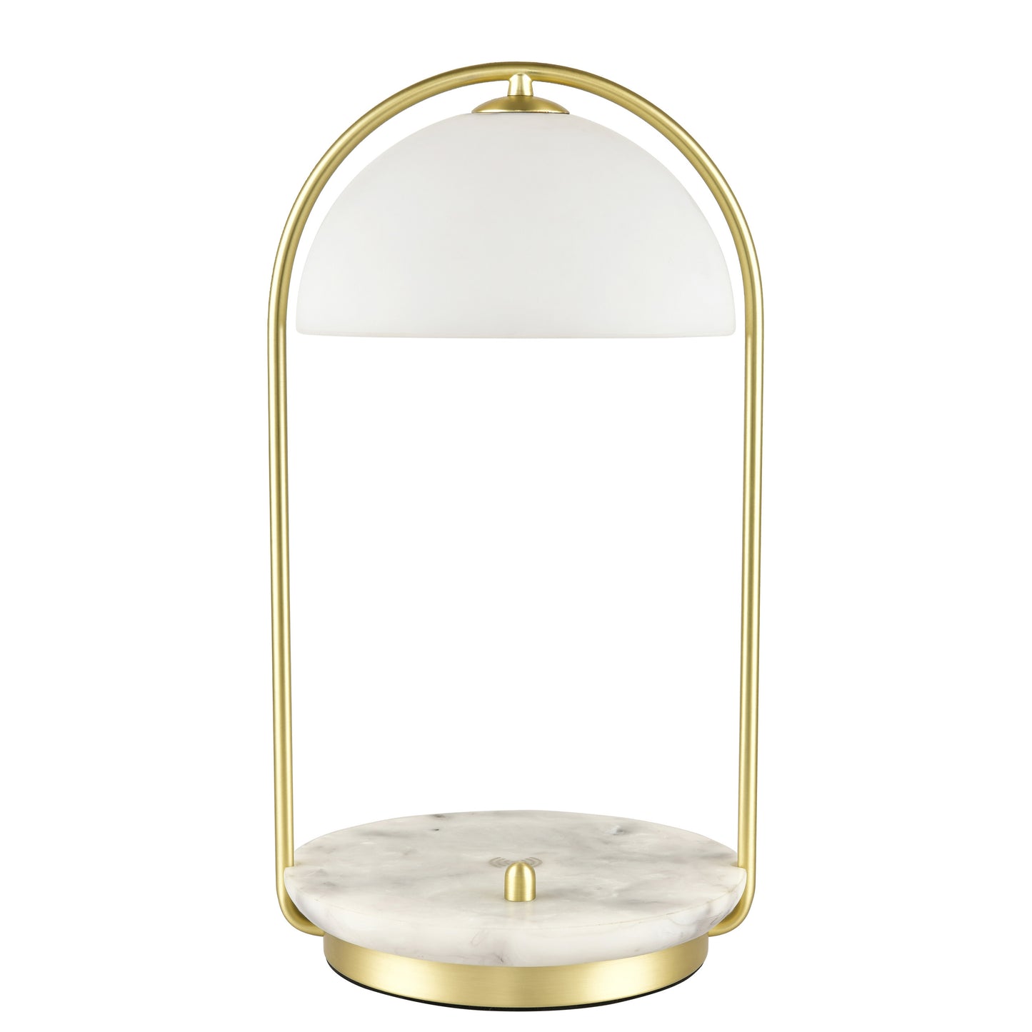 Plated Satin Brass Table Lamp – E26 LED Type G, Acrylic Shade, LED Dimmer