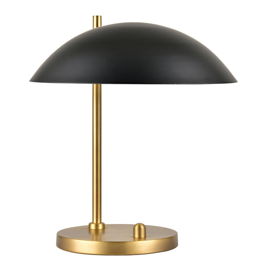 Powder Coated Black & Plated Satin Brass Table Lamp – 15W LED, Metal Shade, Dimmer Switch