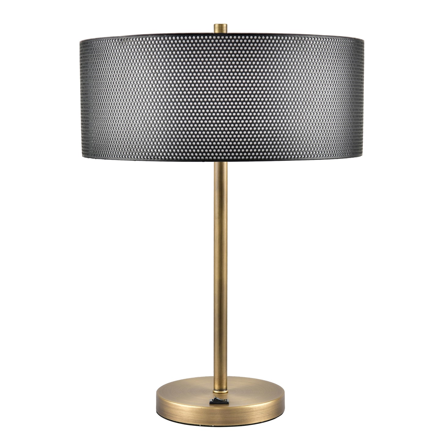 Plated Antique Brass Table Lamp – 25W E26, Metal Shade, Single On/Off Switch