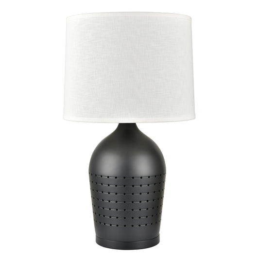 Powder Coated Matte Black Table Lamp – White Fabric Shade, 100W Max