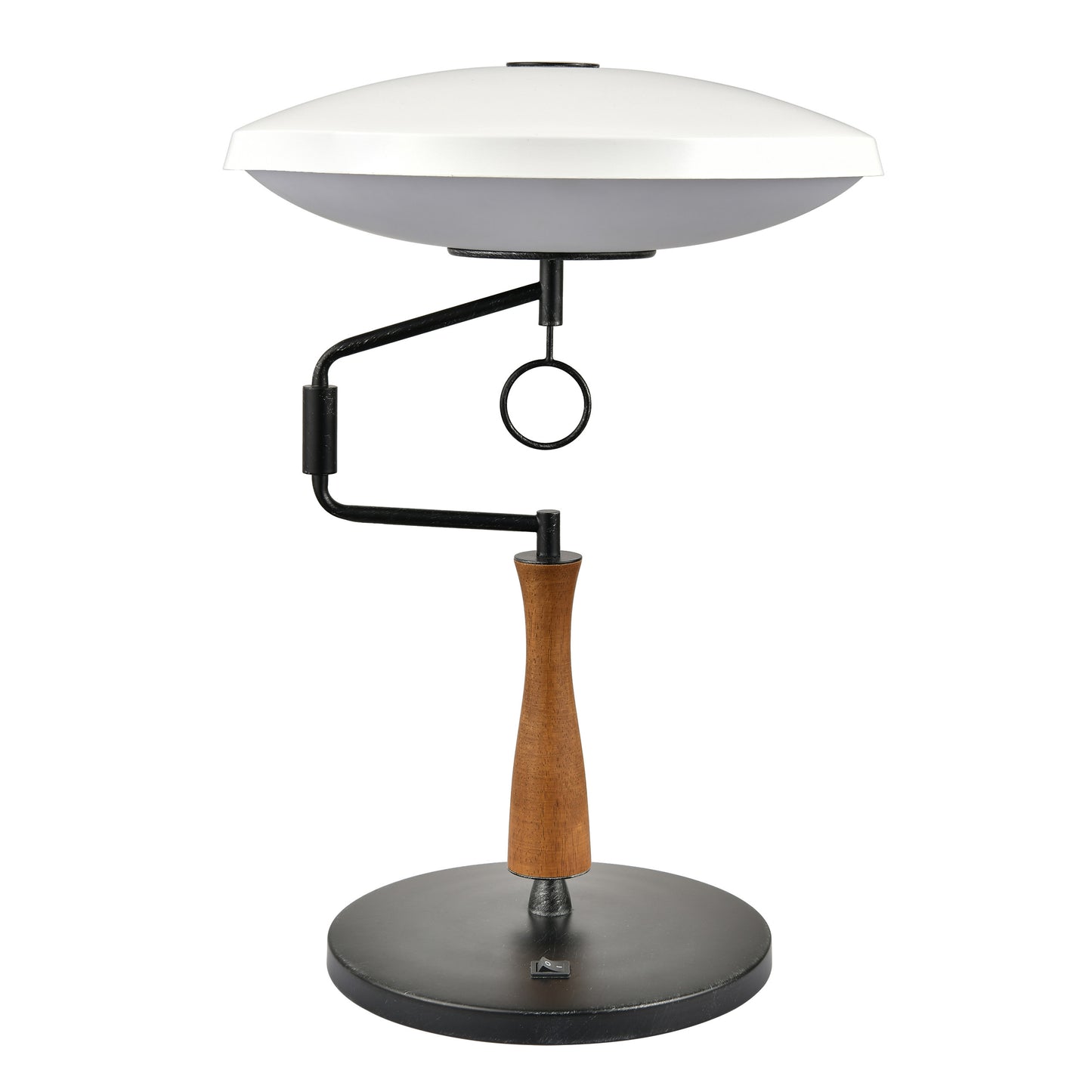 Powder Coated Blackened Steel & Medium Wood Table Lamp – Dual E12 Sockets, Metal & Acrylic Shade, 25W