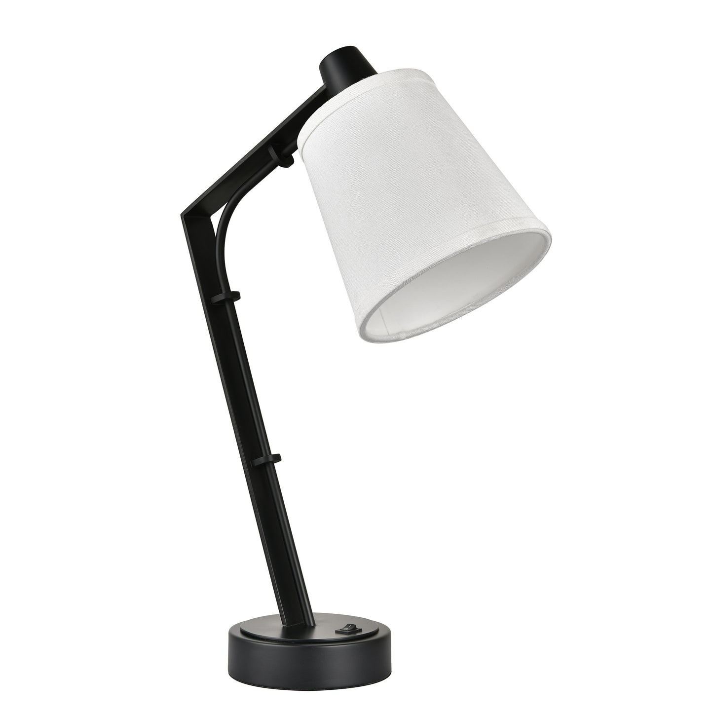 Powder Coated Matte Black Table Lamp – 40W GU24, White Fabric Shade, On/Off Rocker Switch