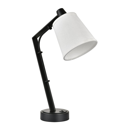 Powder Coated Matte Black Table Lamp – 40W GU24, White Fabric Shade, On/Off Rocker Switch