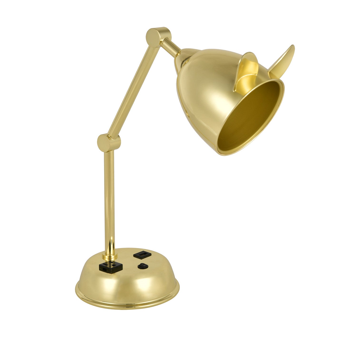Gold Table Lamp with USB Port and Built-In Outlet – 60W, Single Switch
