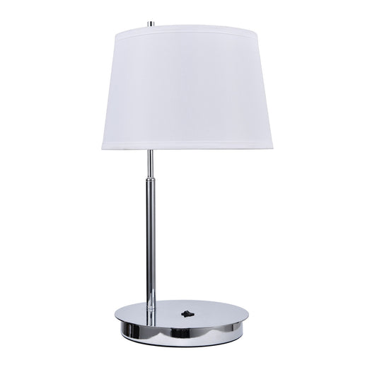 Polished Chrome Table Lamp with White Fabric Shade – 100W, Single Rocker Switch