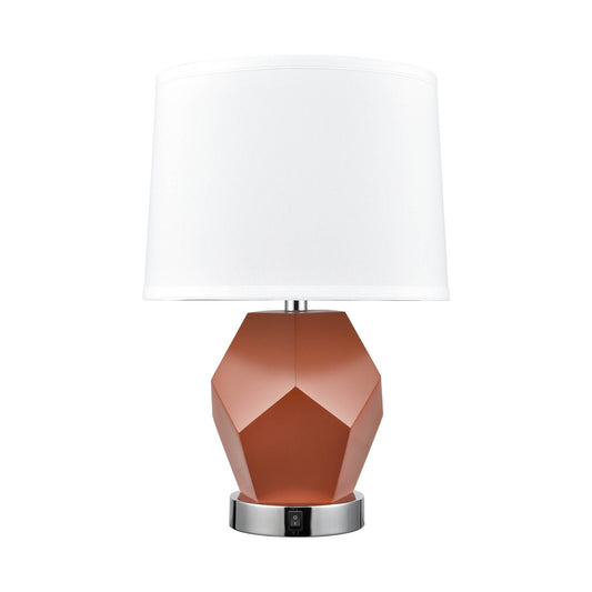 Orange & Chrome Table Lamp – White Fabric Shade, 100W Max