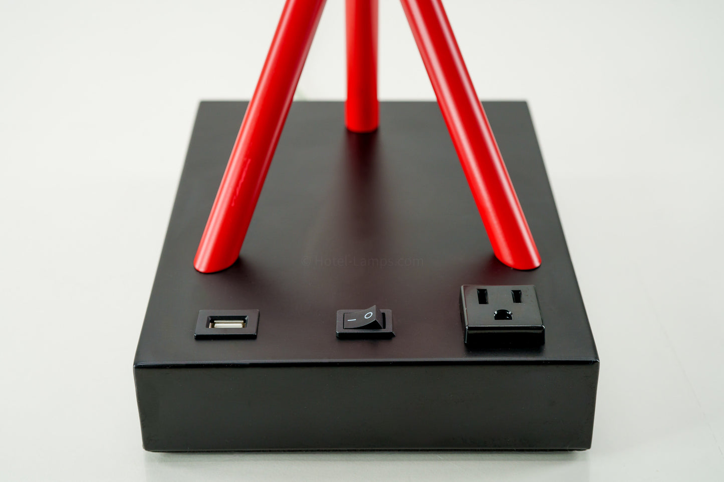 Marriott Town Place Suites Table Lamp – USB & Outlet with Matte Red & Black Base