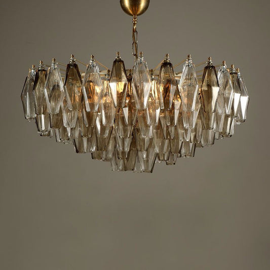 Tiered Bronze Murano Glass Chandelier – Satin Brass Finish – HLTBMGCSB-785