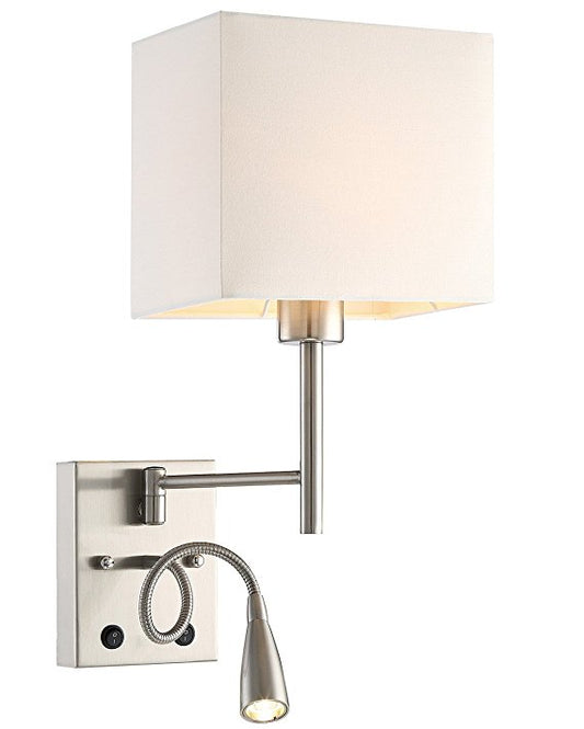 Two-Lights Bedroom LED Reading Swing Arm Wall Light – Satin Nickel Finish