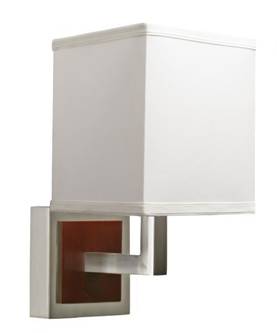 Elegant Dark Cherry & Brushed Nickel Wall Sconce with Cream Linen Shade – HLW10057