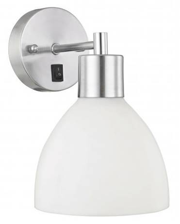 Brushed Chrome Wall Lamp with Frosted White Shade – 18W (HLHW10019)