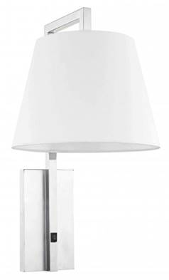Brushed Chrome Wall Lamp with White Linen Shade – 27W (HLHW10021)