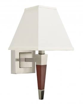 Hardwired Wall Sconce with Cream Linen Shade – Warm Cherry & Brushed Nickel Finish