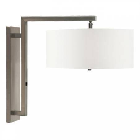 Plug-In Double Wall Sconce with Homespun White Shade – Brushed Nickel Finish
