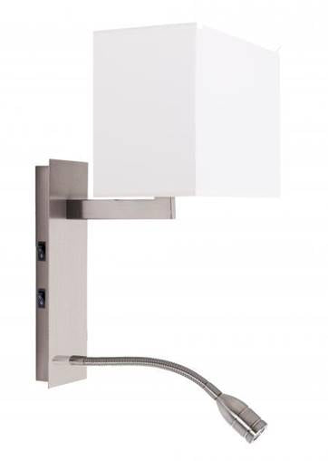 Brushed Nickel Headboard Wall Lamp with White Honeycomb Shade – 9.5W & 1W LED (HLHW10043)