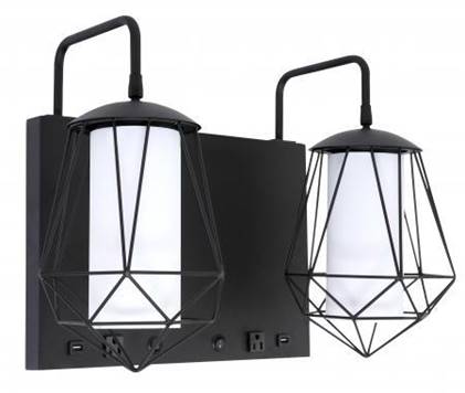 Matte Black Headboard Wall Lamp with Frosted White Shades – 15W LED Each (HLHW10048)