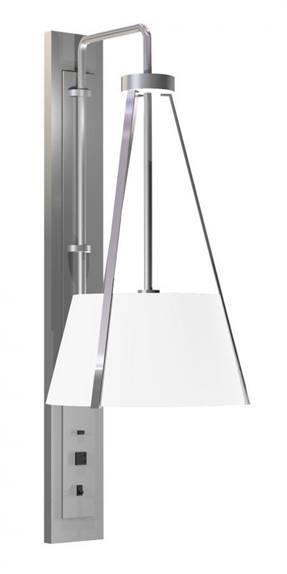 Polished Chrome Headboard Wall Lamp with White Linen Shade – 27W LED (HLHW10060)