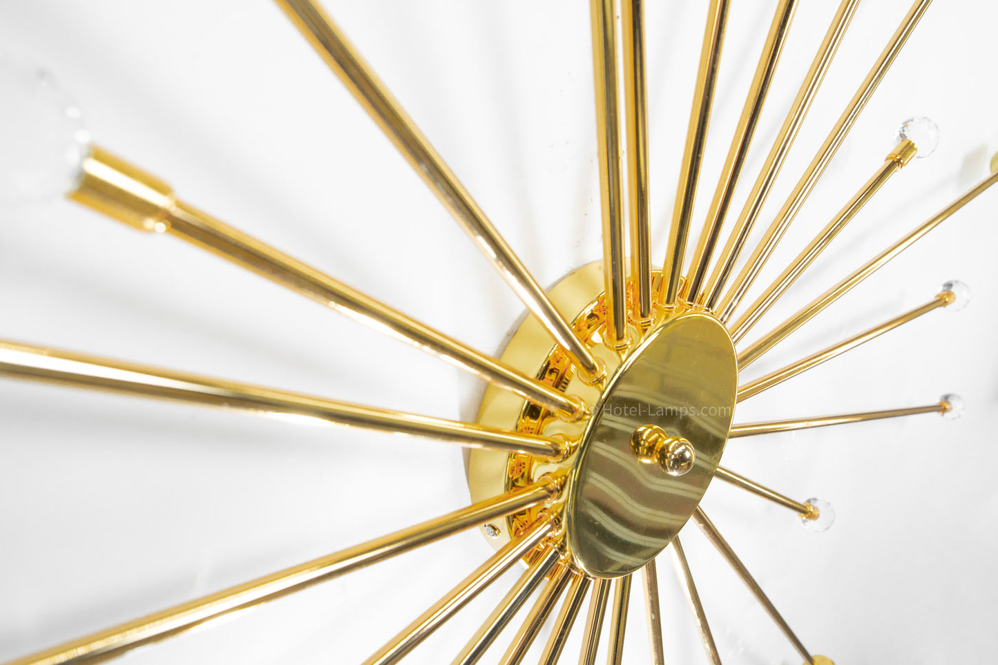 Art Deco Sun Ray Wall Light – Brass Gold with Crystal Accents, 6-Light Fixture