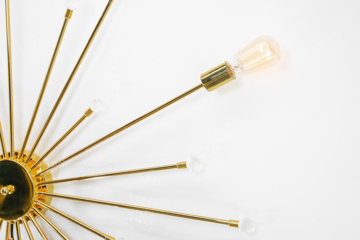 Art Deco Sun Ray Wall Light – Brass Gold with Crystal Accents, 6-Light Fixture