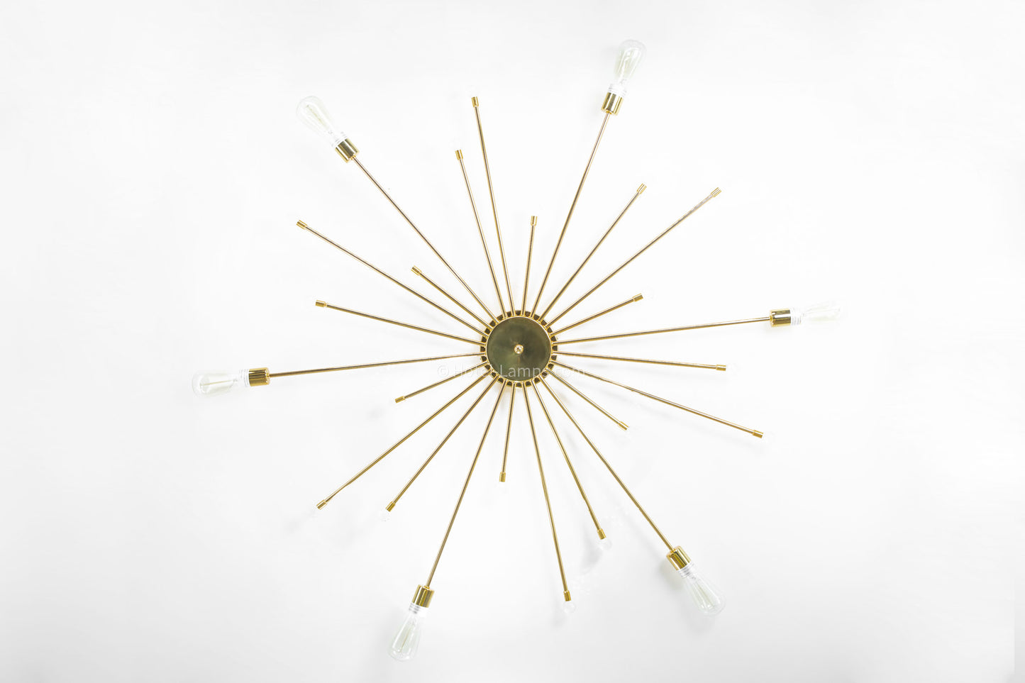 Art Deco Sun Ray Wall Light – Brass Gold with Crystal Accents, 6-Light Fixture