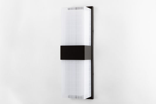 Modern Two-Light Vanity Wall Sconce – Dark Bronze Finish, Textured Acrylic Lens