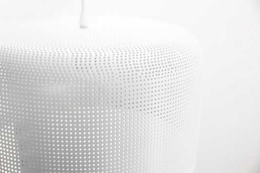 White Metal Drum Pendant Light – Modern Hanging Ceiling Lamp