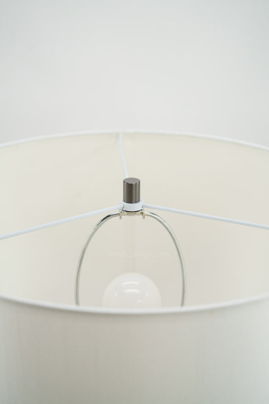 Beach Wave White Ceramic Table Lamp with USB & Outlet Ports – Satin Black Nickel Base