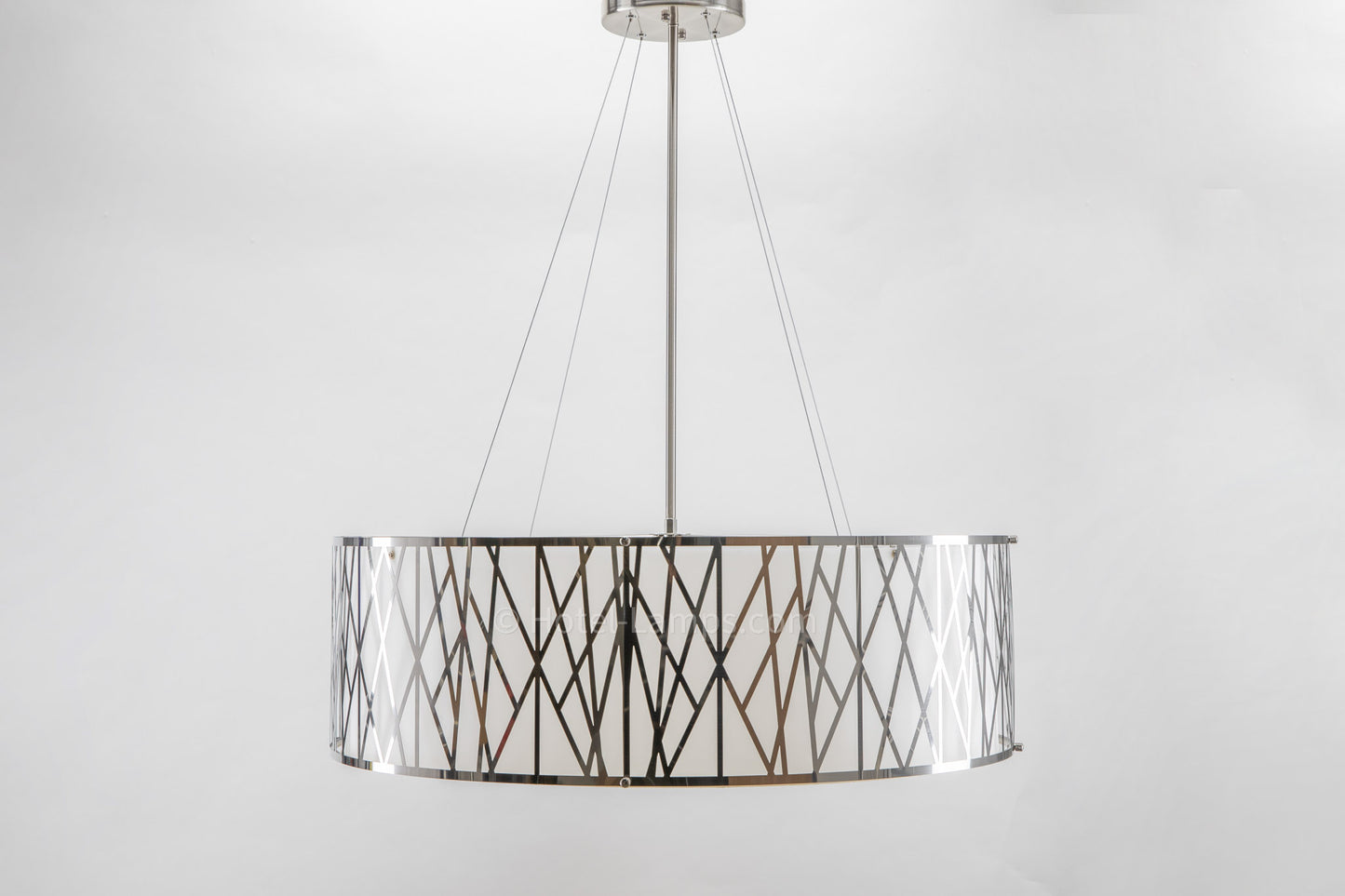 Wide Ceiling Pendant – Brushed Aluminum Finish with Opal Matte Acrylic – WCPBAF-HL