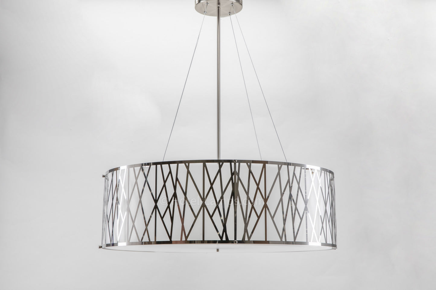 Wide Ceiling Pendant – Brushed Aluminum Finish with Opal Matte Acrylic – WCPBAF-HL