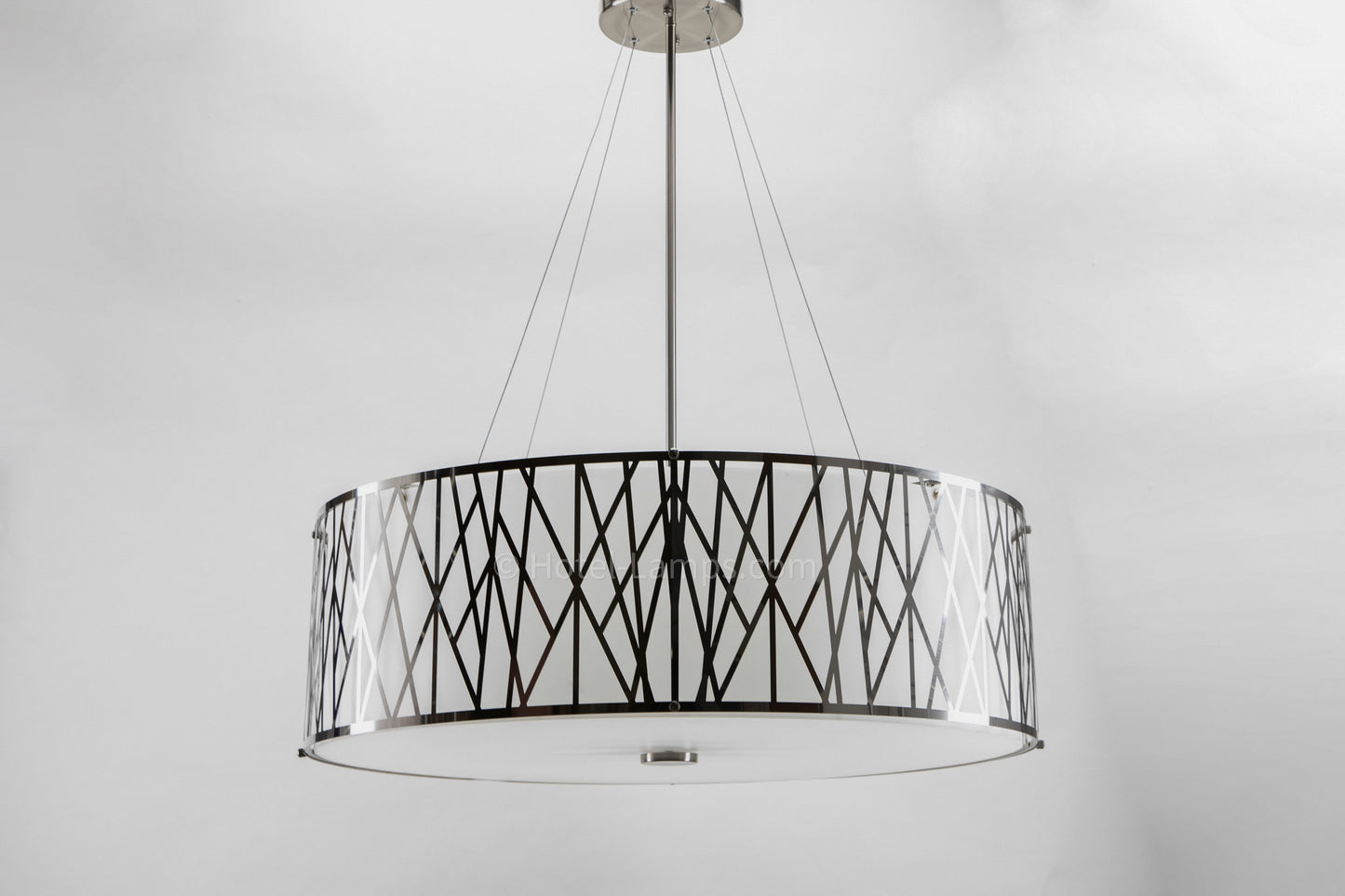 Wide Ceiling Pendant – Brushed Aluminum Finish with Opal Matte Acrylic – WCPBAF-HL