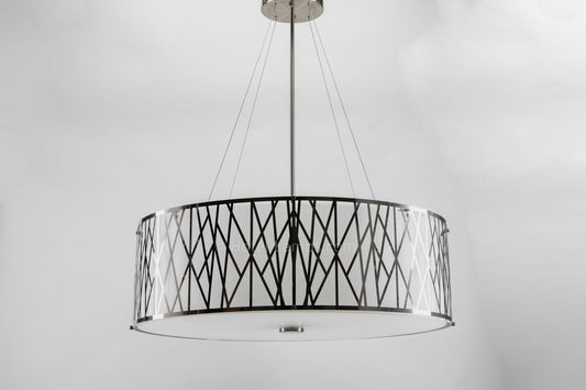 Wide Ceiling Pendant – Brushed Aluminum Finish with Opal Matte Acrylic – WCPBAF-HL