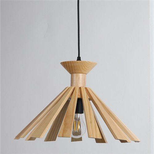 Modern Wooden Pendant Light – 10.2” Low-Profile Ceiling Lamp, E26/E27 Base (UL Listed)