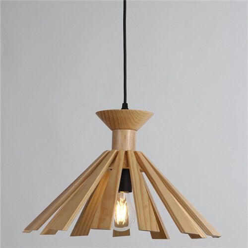 Modern Wooden Pendant Light – 10.2” Low-Profile Ceiling Lamp, E26/E27 Base (UL Listed)