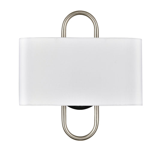 Wall Lamp Brushed Nickel & Matte Black – Wall-Mounted Bedroom Light, 2 Lights