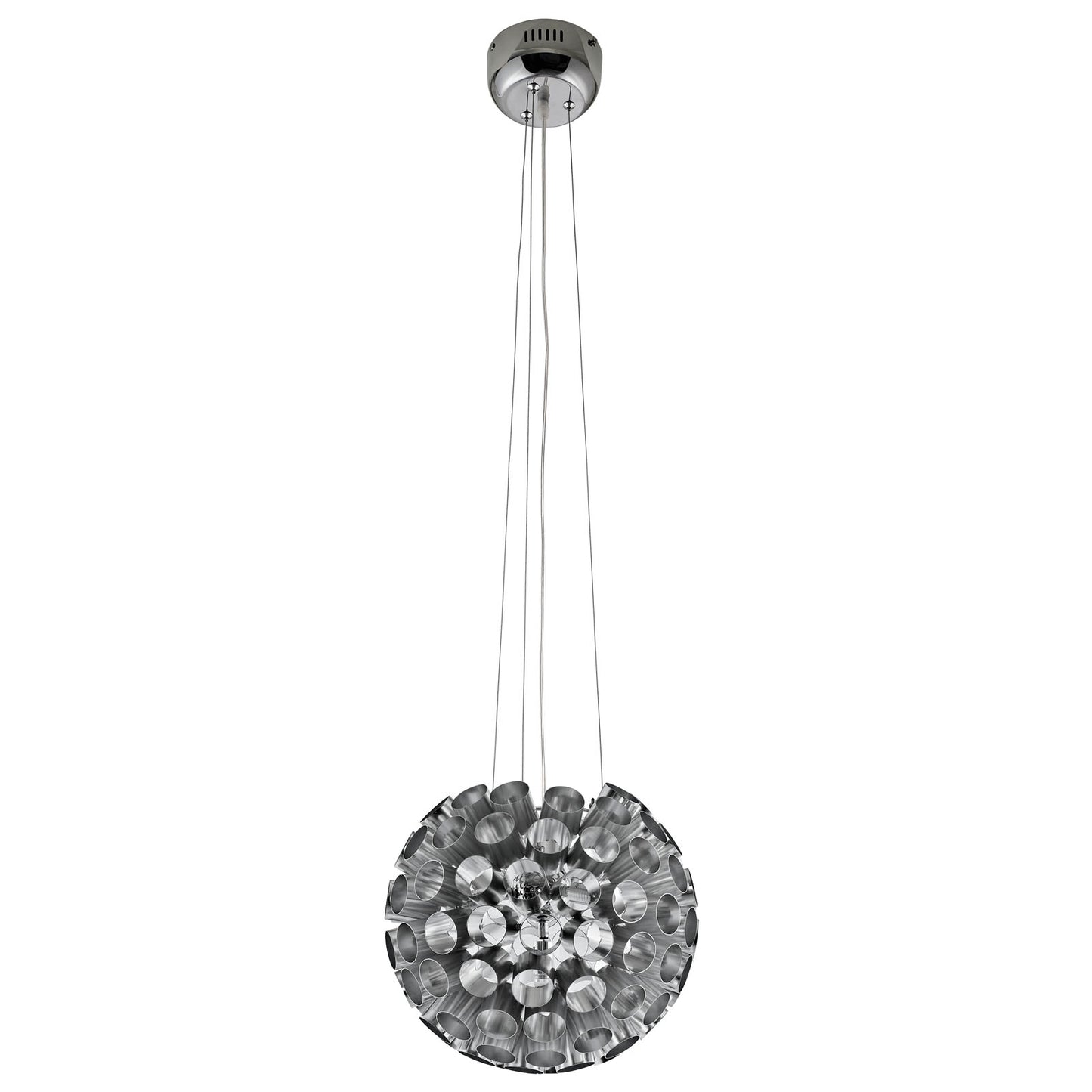 Pierce 4-Light Aluminum Chandelier – Silver Finish, 12” x 12” x 12” – HL-1239-SLV