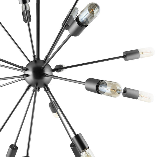 Beam Stainless Steel Chandelier – Gray Finish, 35.5” x 35.5” x 39” – HL-1562