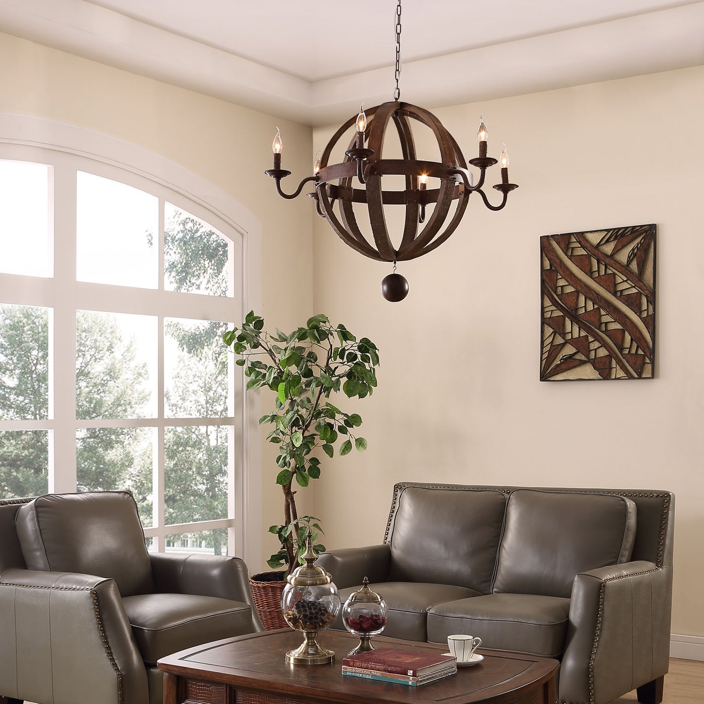 Catapult 6-Light Chandelier – Antique Brass Finish – HL-1569