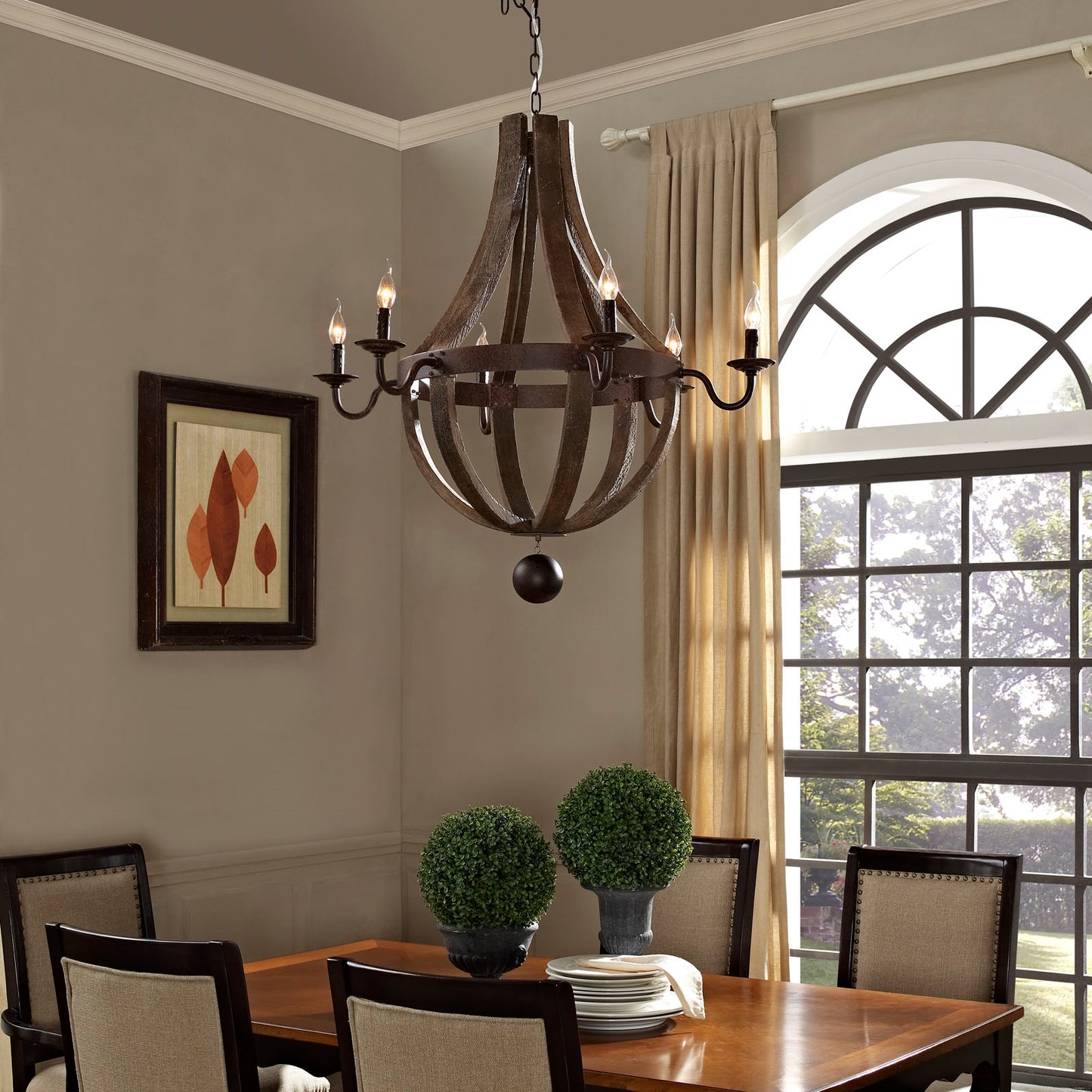Ballista 6-Light Chandelier – Antique Brass Finish, 36” x 36” x 38” – HL-1570