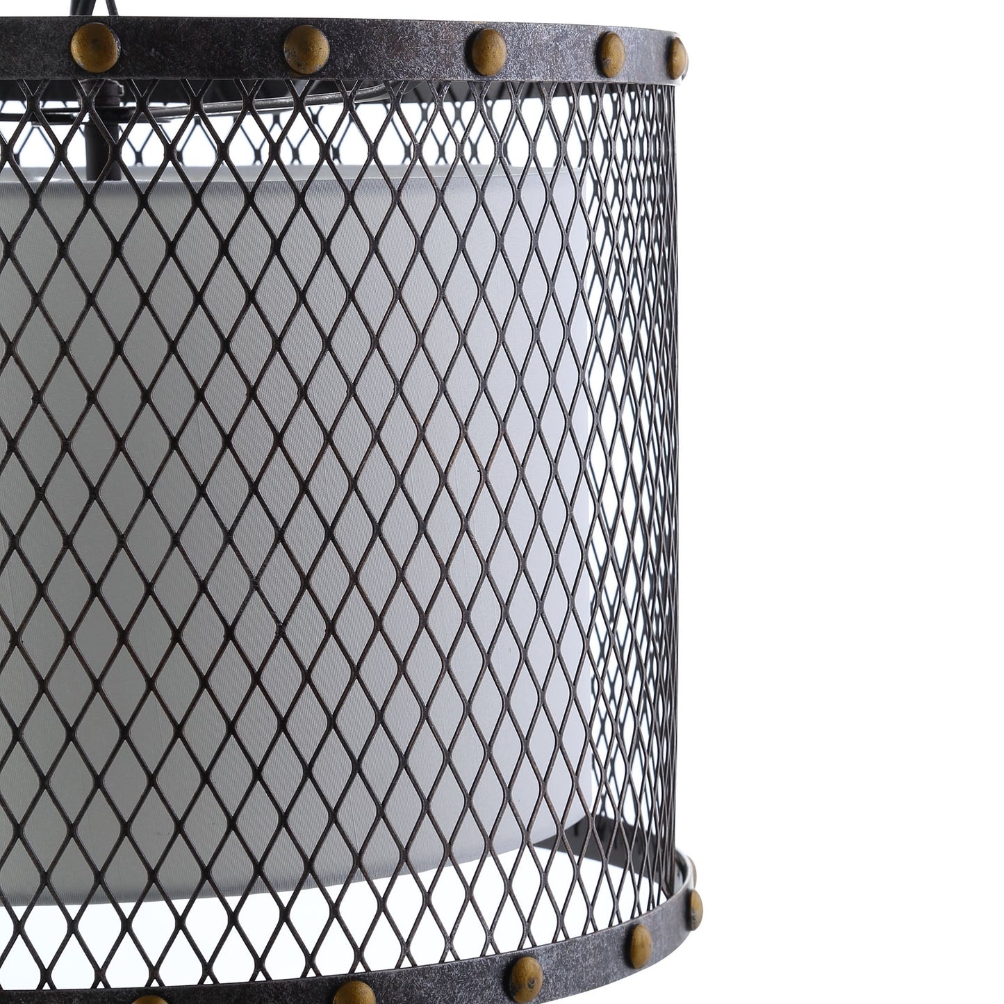 Fortune Chandelier – Antique Silver Finish with Cream Fabric Shade – HL-1572