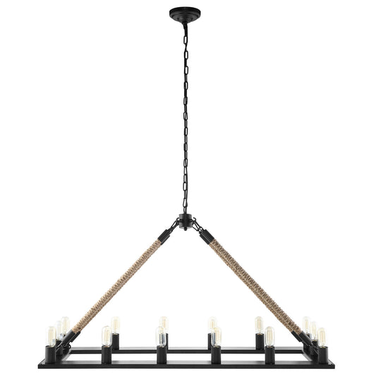 Bridge 14-Light Chandelier – Black Finish, 49” x 15.5” x 31.5” – HL-1573