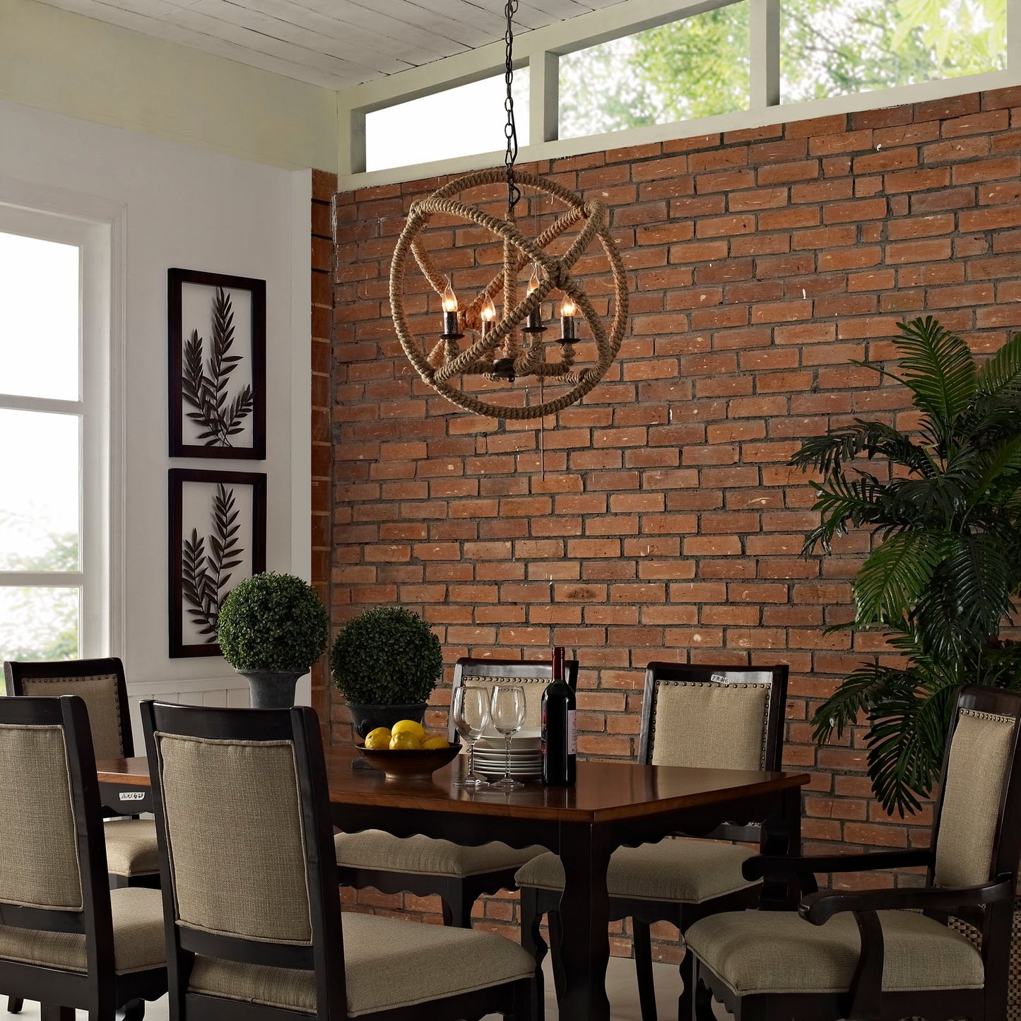 Intention 4-Light Vintage Modern Chandelier – Brown Finish – HL-1575