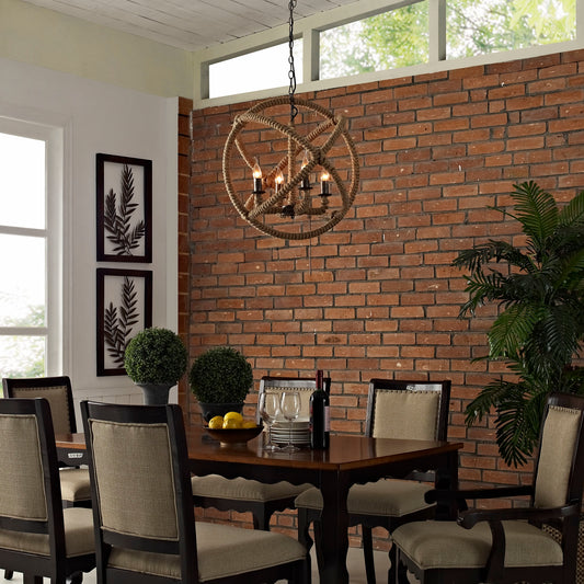 Intention 4-Light Vintage Modern Chandelier – Brown Finish – HL-1575