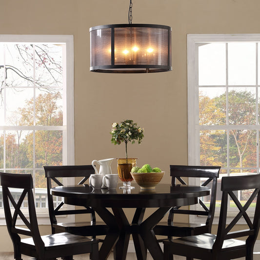 Frost 4-Light Chandelier – Black Finish with Frosted Shade – HL-1576