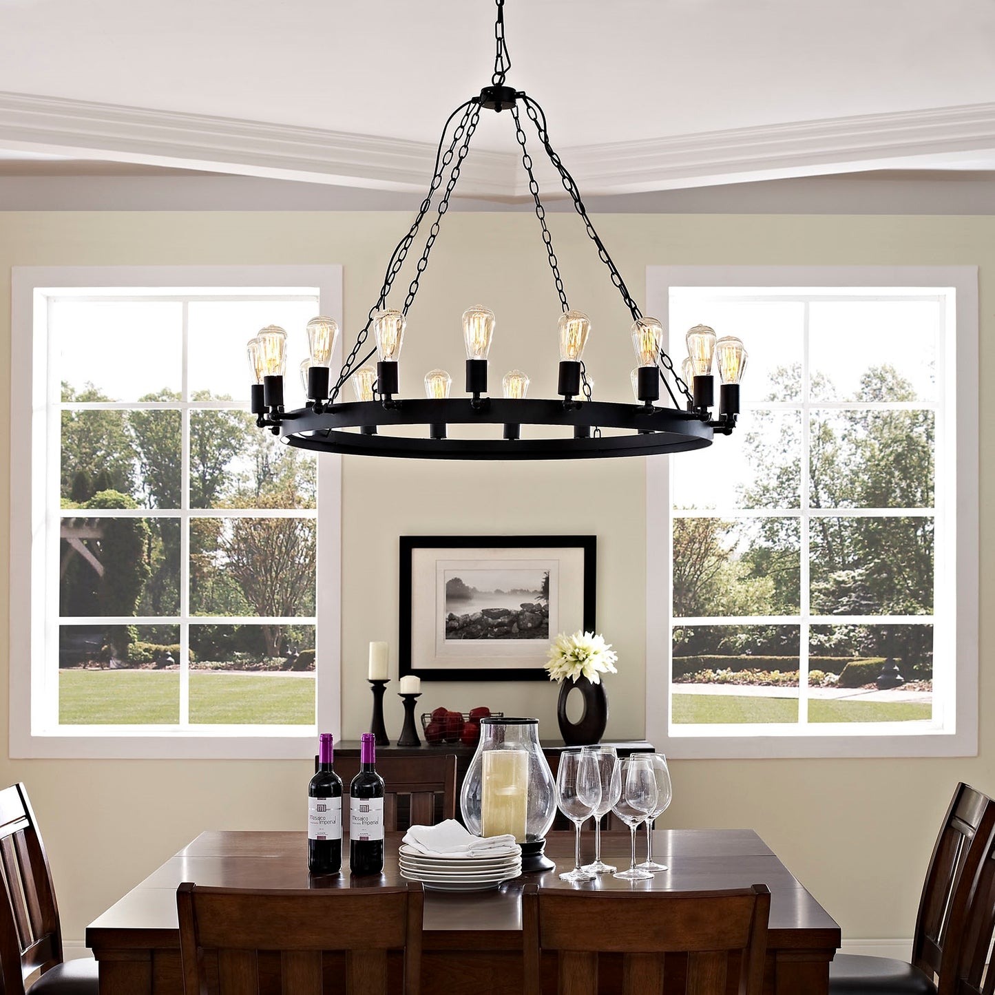Teleport 18-Light Chandelier – Brown Finish, 42.5” x 42.5” x 73.5” – HL-2117-BRN