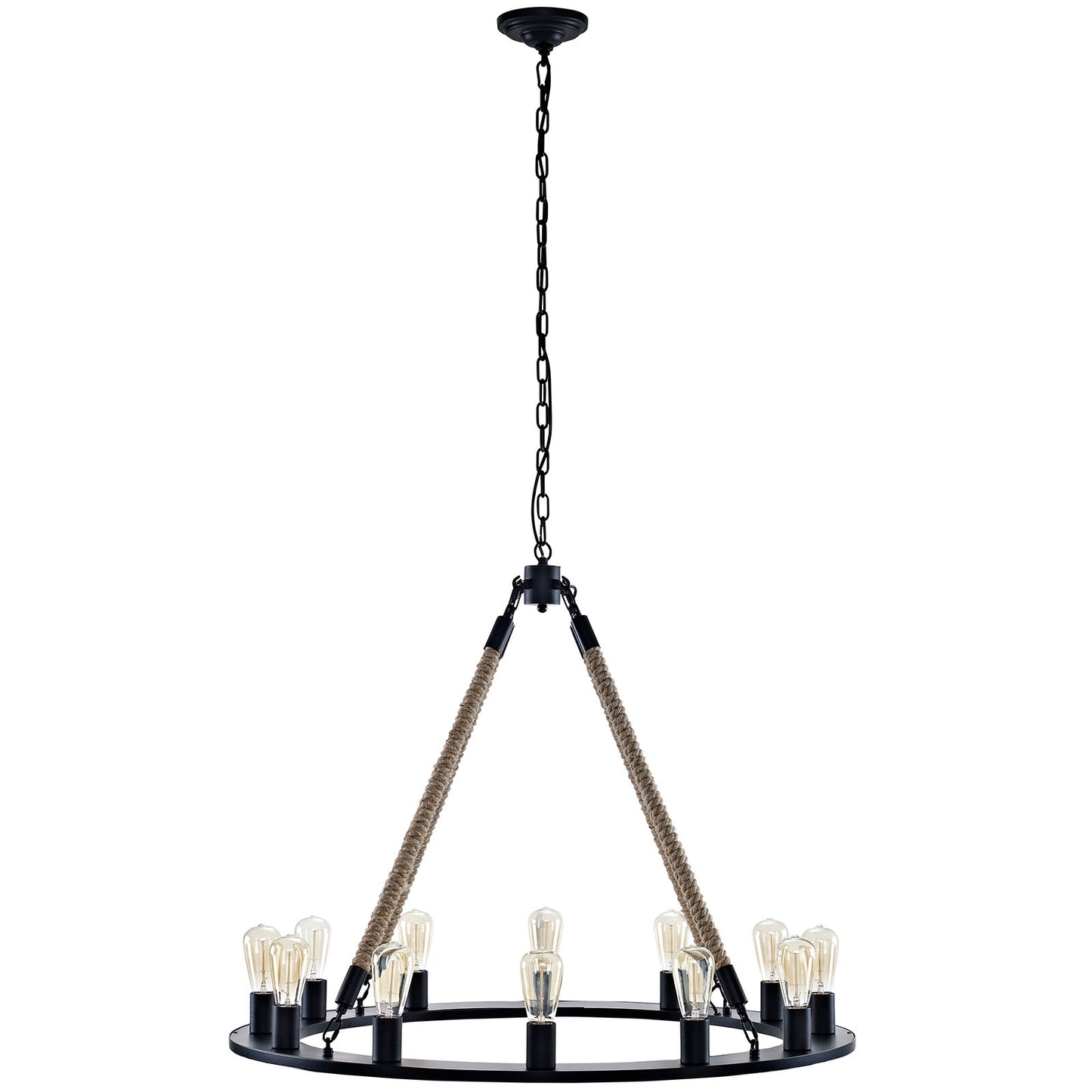 Encircle 12-Light Chandelier – Brown & Black Finish, 39.5” x 39.5” x 66” – HL-2154