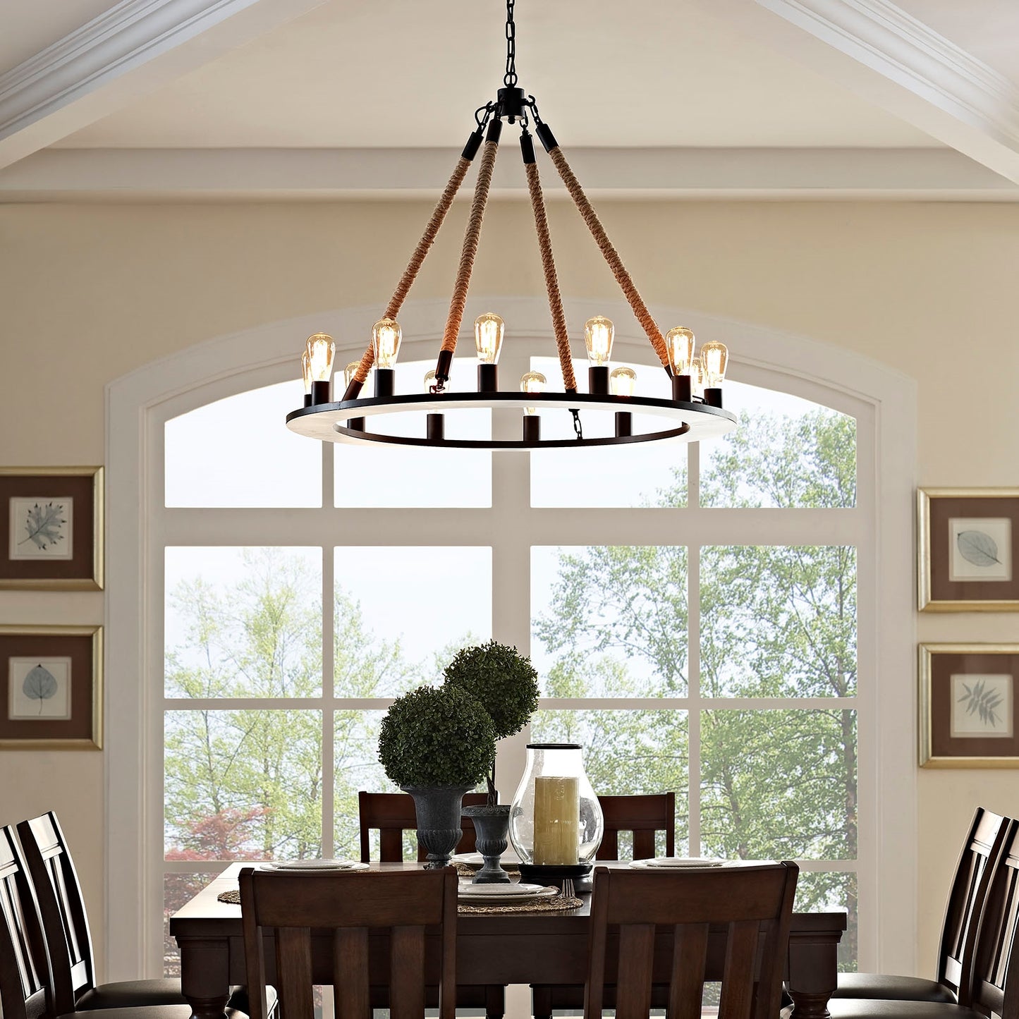 Encircle 12-Light Chandelier – Brown & Black Finish, 39.5” x 39.5” x 66” – HL-2154